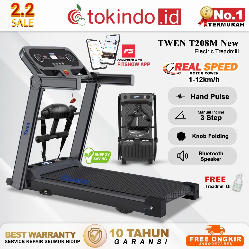TWEN T205 New T208 New T205M New T208M New Treadmill Listrik Treadmill Portable Treadmill Multifungsi Treadmil Lipat Treadmill Electric Low Watt Alat Olahraga