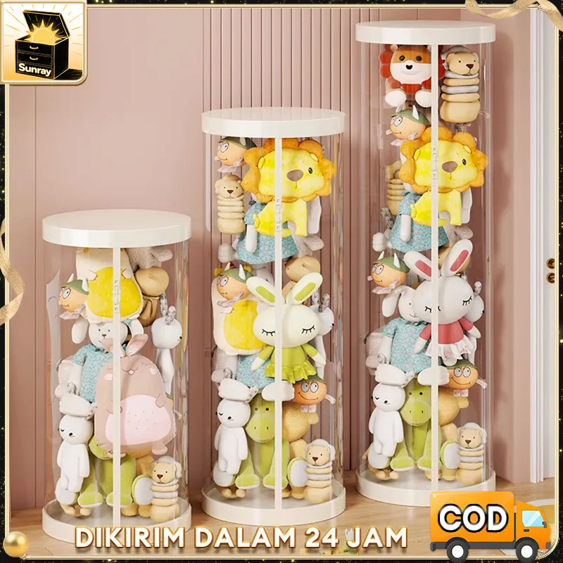 Doll Ritsleting Tabung Storage/Doll Storage Bucket/Doll Storage Transparan /Doll Houses Penyimpanan Serbaguna/Doll Tabung Storage