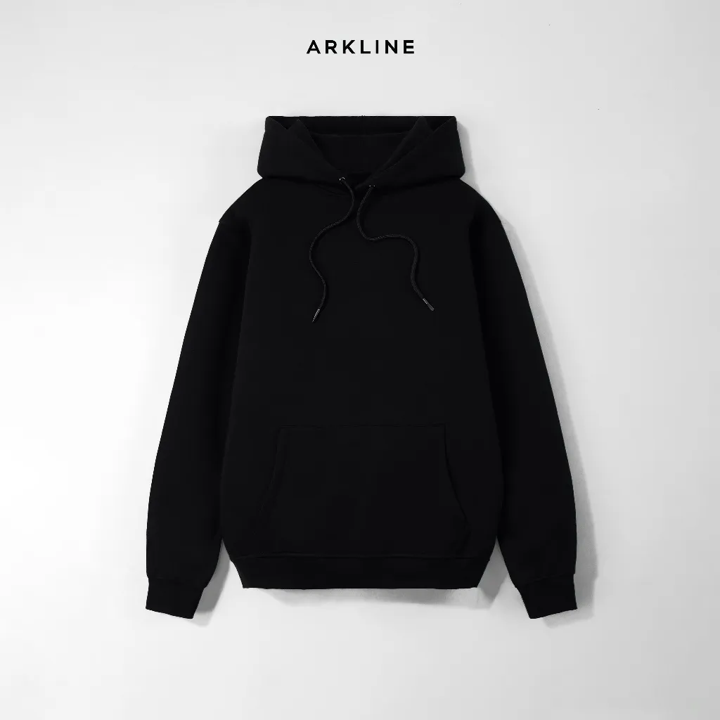 Arkline Solid Basic Pullover Hoodie Black