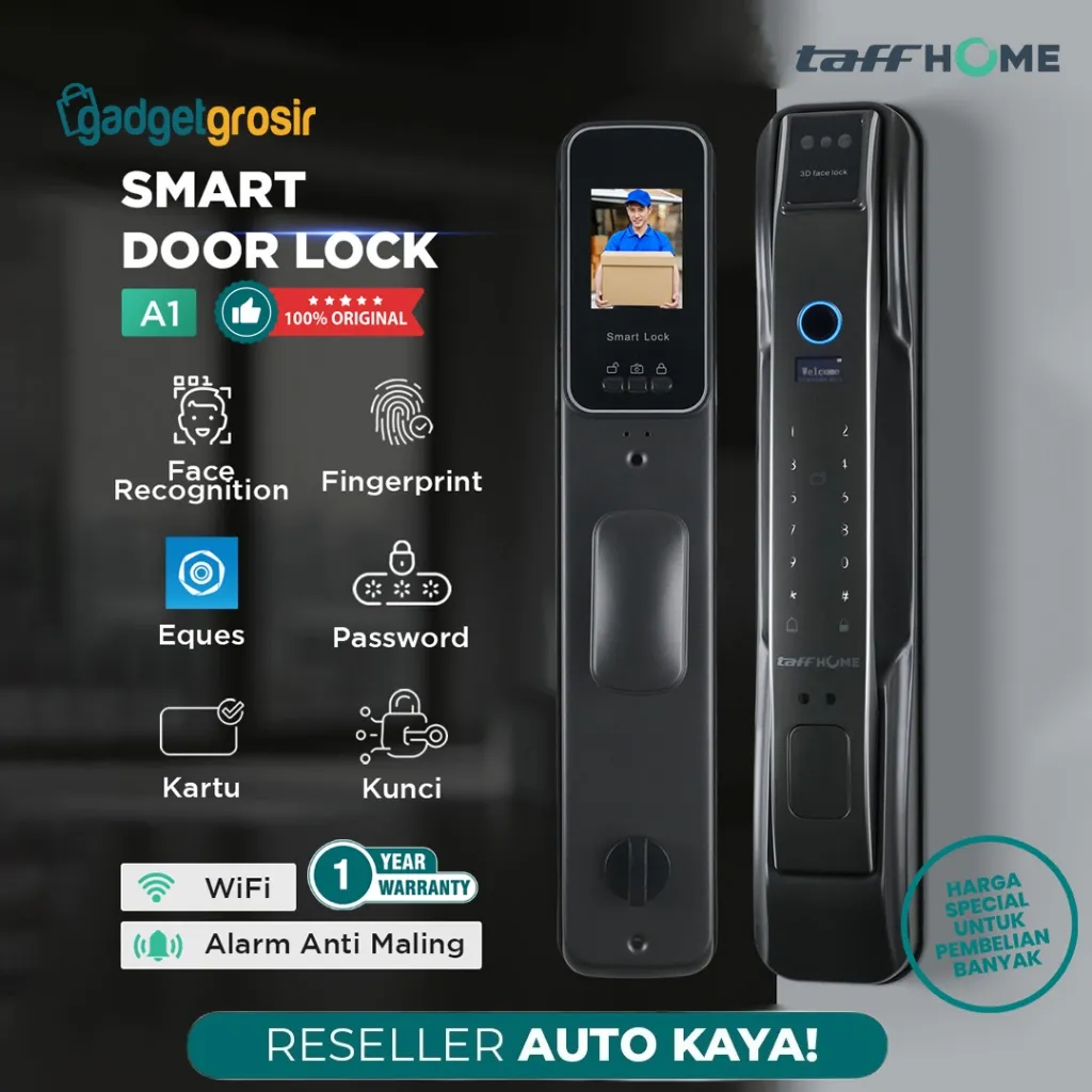 TaffHOME Smart Door Lock A1 / XR24 / XR25 / H1-XG Fingerprint 3D Face Recognition Password Card Eques App Control Kunci Pintu Pintar Gagang Pintu Door Knob Pin Otomatis Elektrik Original TaffGuard