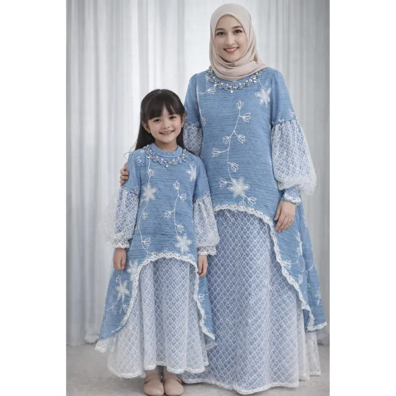 Gamis Athalia Anak Perempuan Gamis Couple Ibu dan Anak Gamis Lebaran Ibu dan Anak Dijual Terpisah