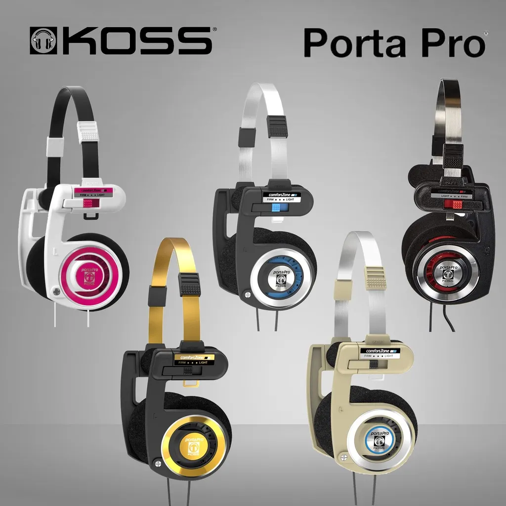 Koss Porta Pro On Ear Headphones dengan Case Kulit, Portable Retro