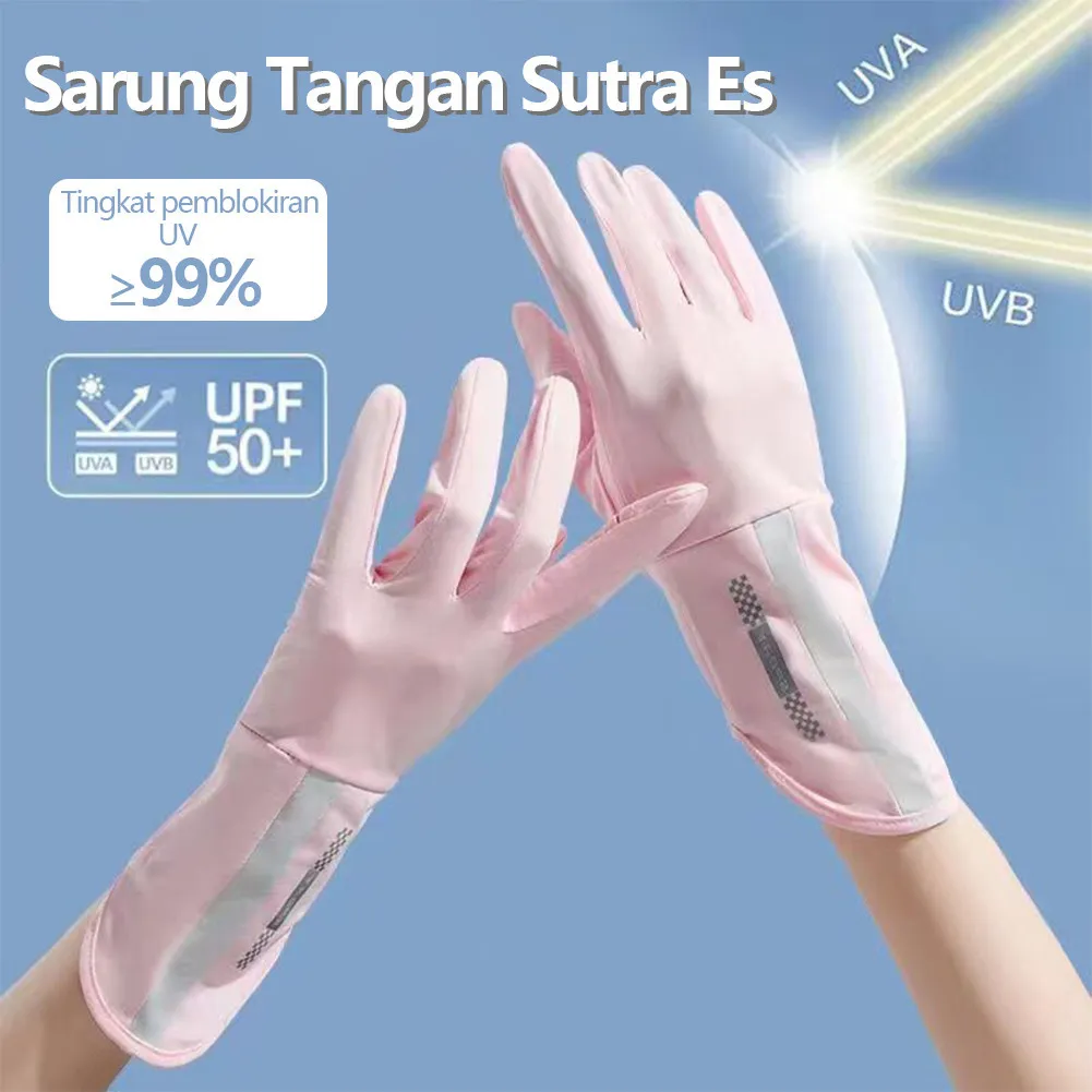 Sarung Tangan Wanita Anti UV Matahari UPF50, Panjang Antislip Sarung Tangan Motor Gloves