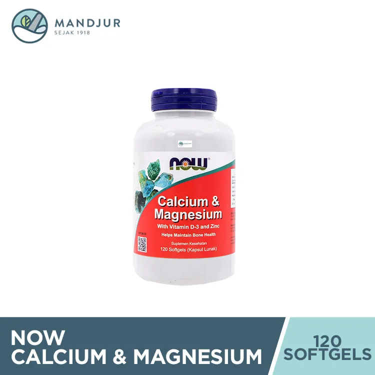 NOW Calcium & Magnesium 120 softgel - Suplemen Kesehatan Tulang, Gigi, dan Fungsi Otot