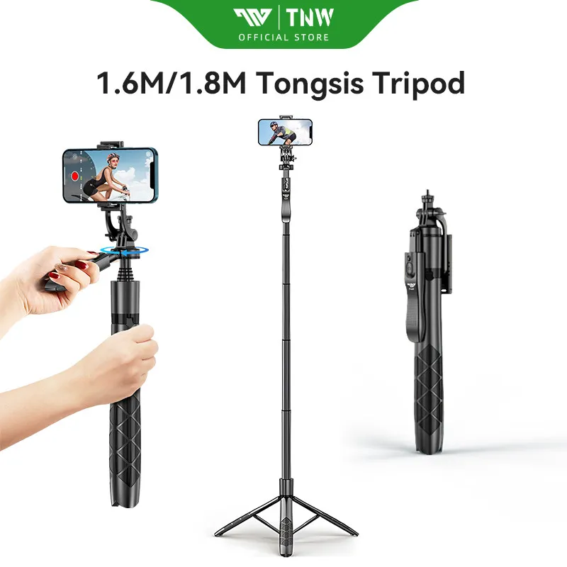 TNW L16 Tongsis Tripod Selfie Stick Bluetooth Remote Tripod Tongsis 360° Rotasi 1/4 Adaptor Untuk Handphone Kamera