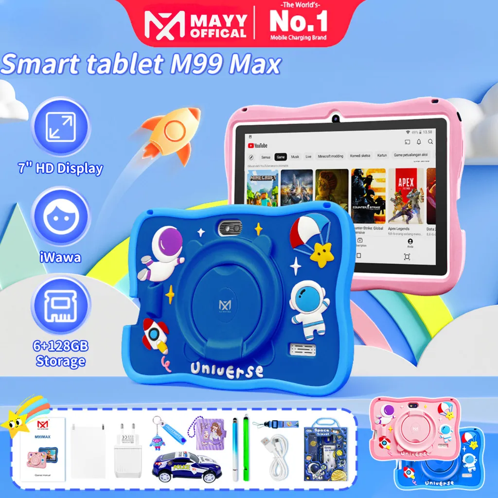 Mayy official id 6GB+128GB/TAB STUDY Tablet android Anak 7.1inch 2 Camera WIFI Versi  M99 Max Astronout Version /WiFi dan Hotspot