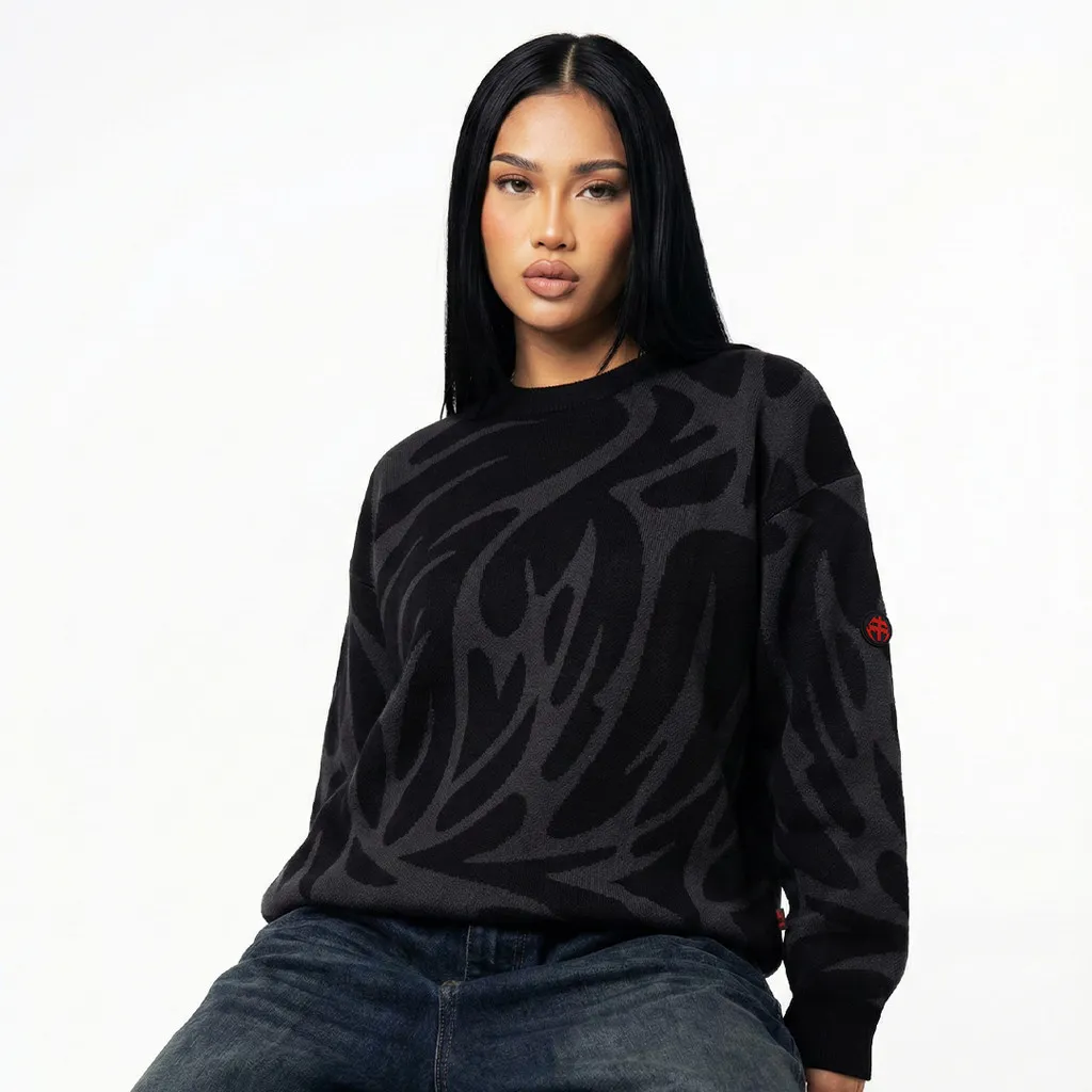 Metaphores Sweater Knit Nightroot  - Black On Black