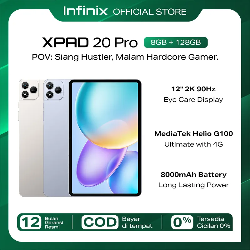 Infinix XPAD 20 Pro 8/128GB - Mediatek G100 Ultimate - 12" 2K 90Hz  - 8000 mAh - 4G LTE