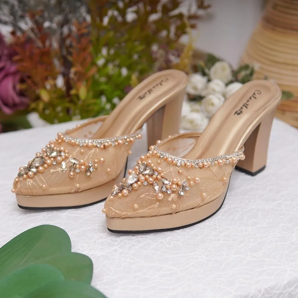 Deu_Calantha Wedding Shoes Sepatu Pesta Wanita Berpayet Lynelle Heels 9 cm Platform 2 cm Insole Empuk