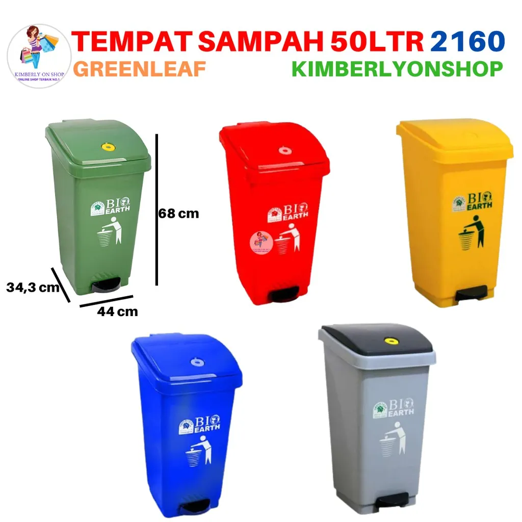 Tempat Sampah Tong sampah BIO injak 50 liter green leaf 2160