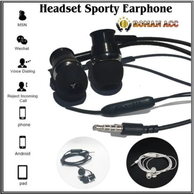 Headset Earphone For Samsung Xiaomi Oppo Asus Vivo Lenovo Infinix All Smartphone DI ROMAN ACC