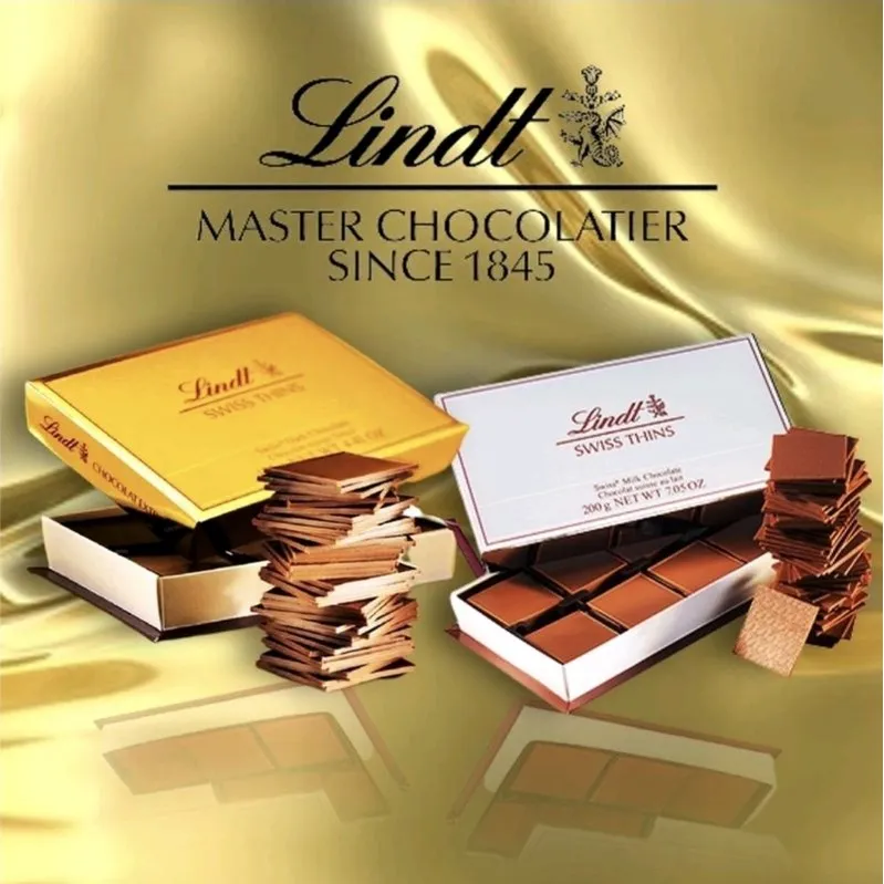Lindt Swiss Thins Milk Dark Chocolate 125 gram Coklat Import Swiss Cokelat Hitam Susu 48 pc Thin Lindt Asli Impor Premium