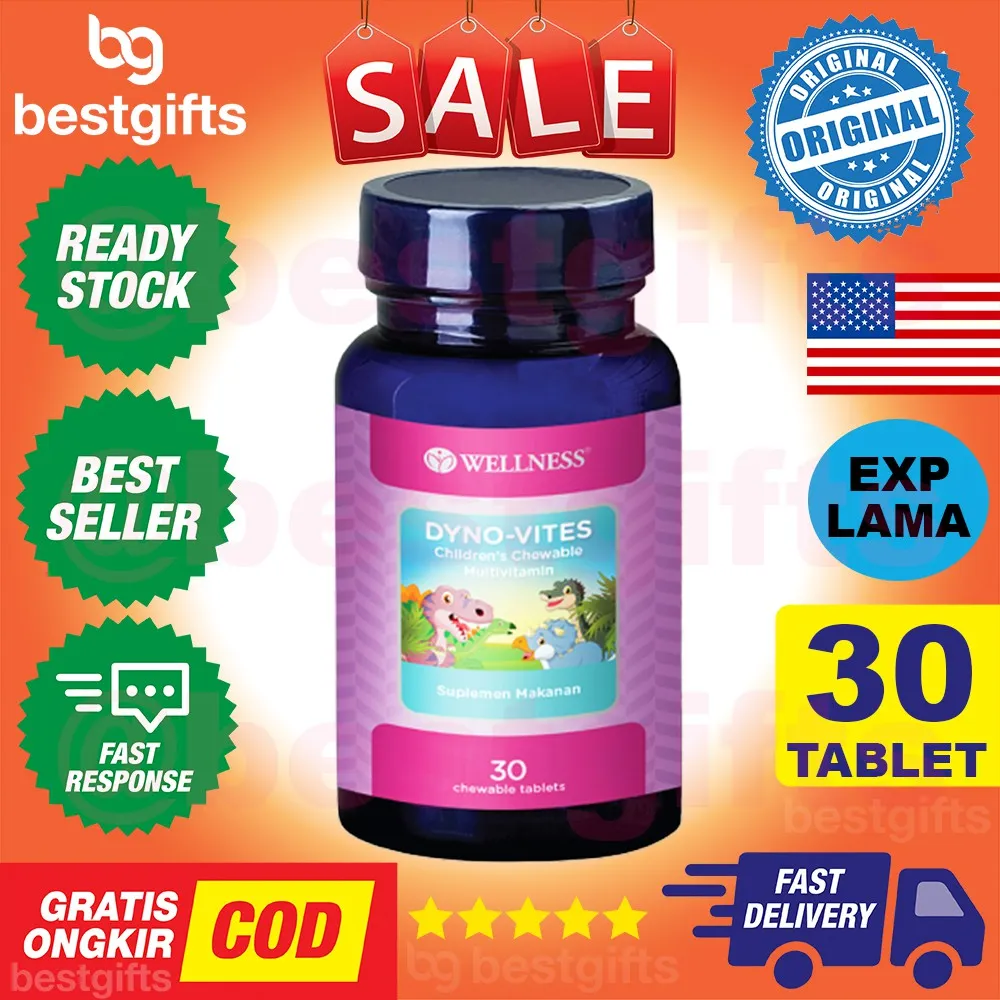 WELLNESS DYNO VITES DYNOVITES MULTI VITAMIN MULTIVITAMIN DAYA TAHAN TUBUH OTAK ANAK 30 TABLET KUNYAH