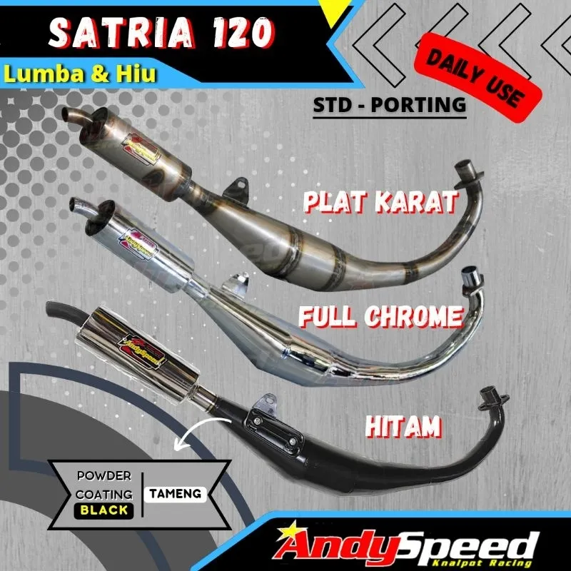 Knalpot SATRIA 2TAK LUMBA HIU STANDAR RACING merk andy speed