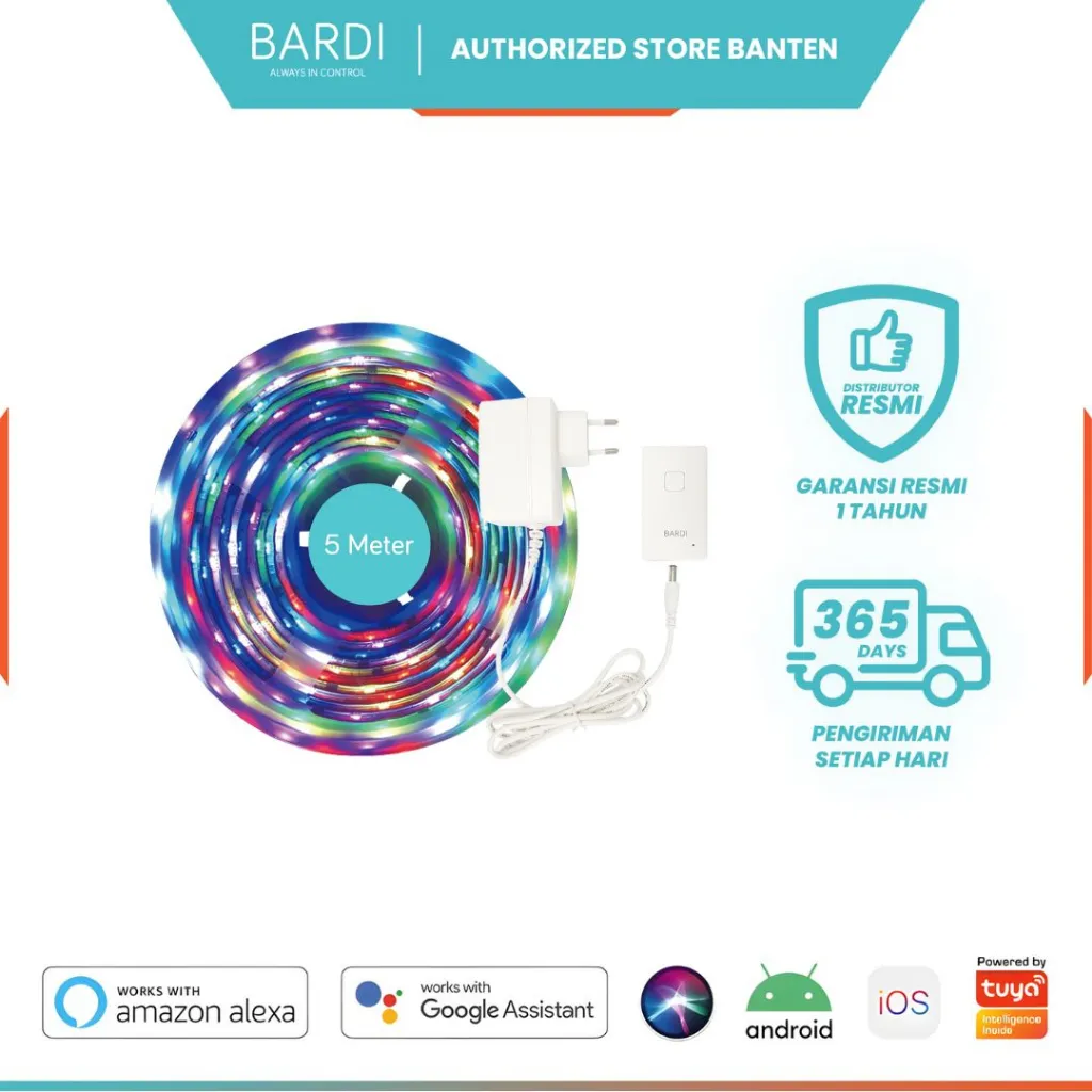 BARDI Smart Lamp LED Strip Flowing 5 meter 12V RGB 5050 Lampu Plafon Warna Warni Running Wifi