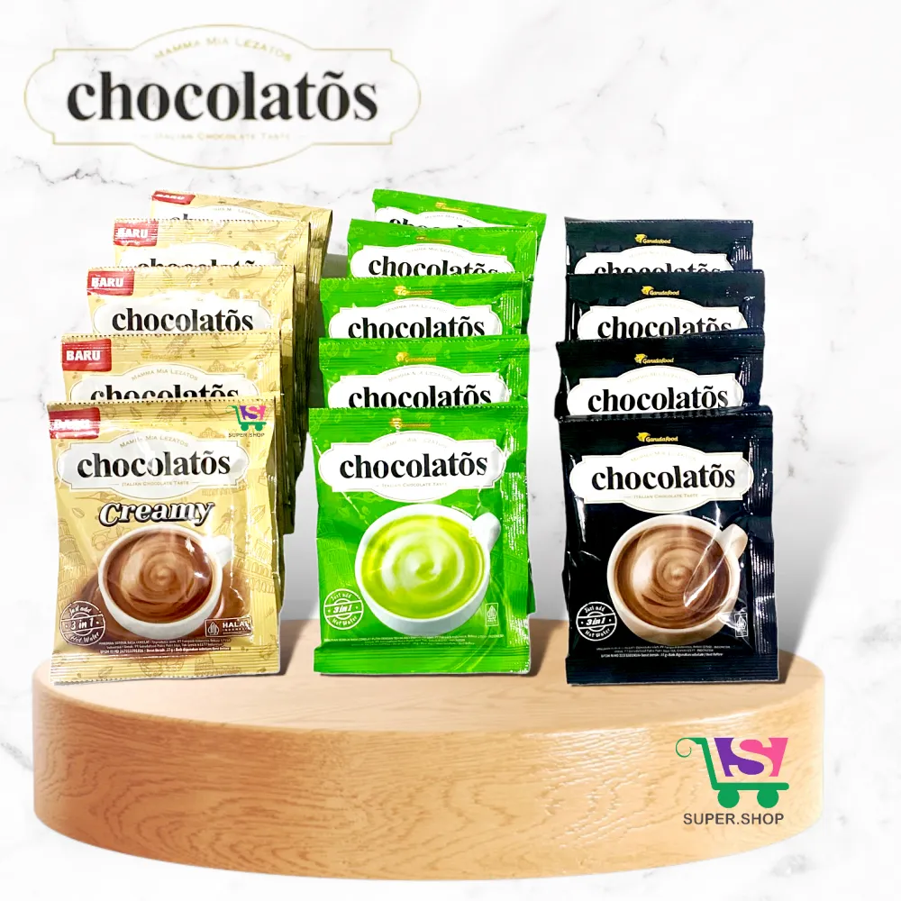 Chocolatos Drink Chocolate / Matcha / Kurma (isi 10pcs) . Bubuk Minuman