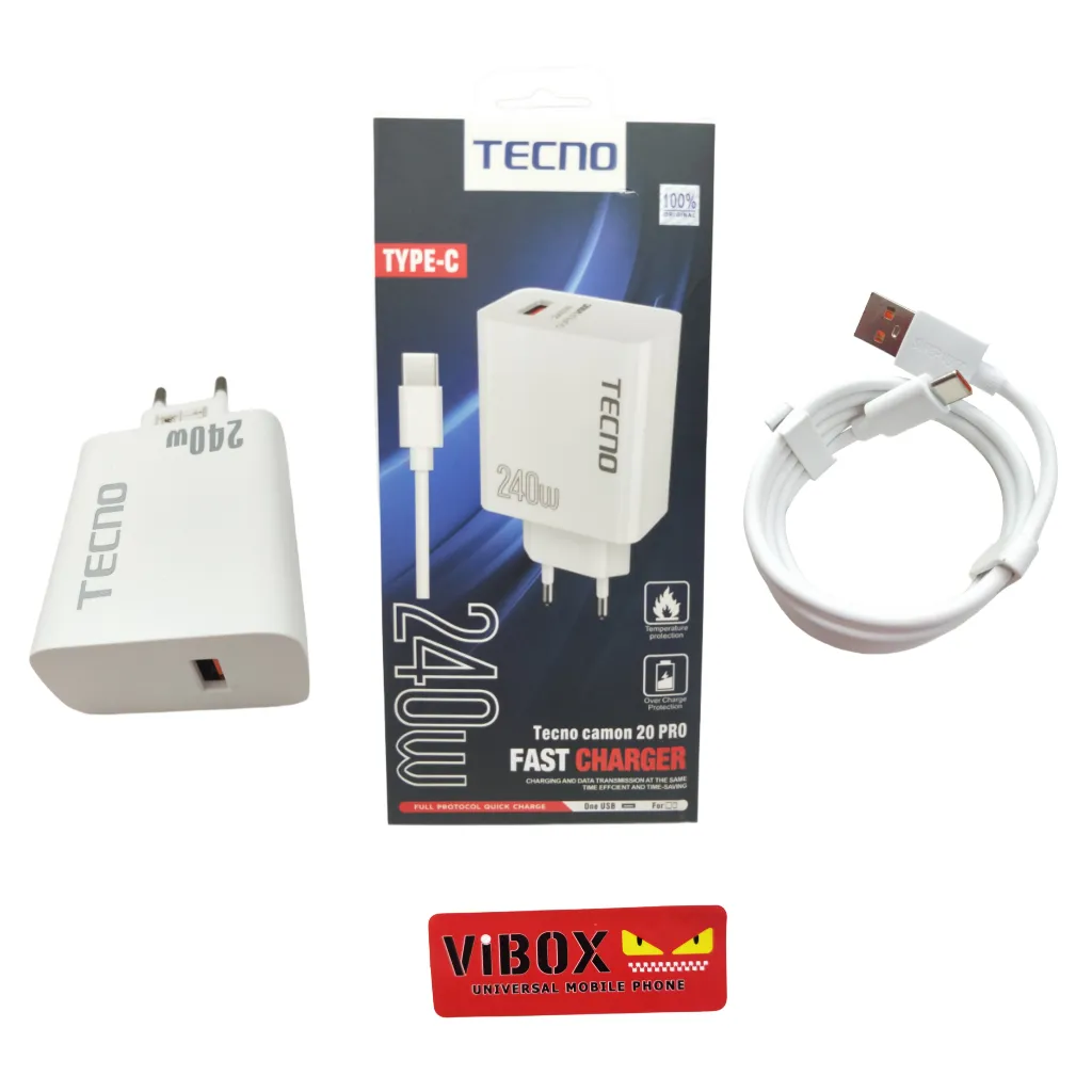 TECNO 240w Charger Camon 20Pro 5G Set Plus Kabel data Fast Charging Handphone Android Smartphone micro & Type c GROSIR BY.SULTAN ROXY