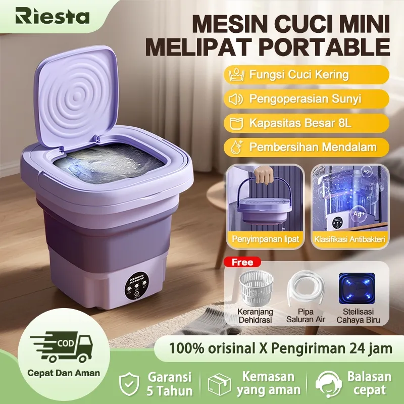 2025 Mesin Cuci Mini Portable 2 Tabung 8L Mesin Cuci Lipat Otomatis