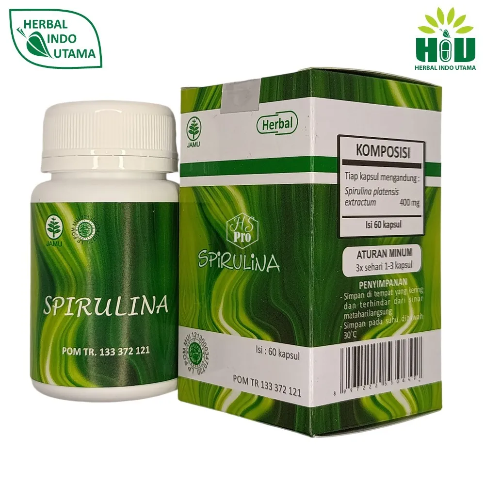HERBAL INDO UTAMA Spirulina Suplemen Herbal, Anemia, Kolesterol