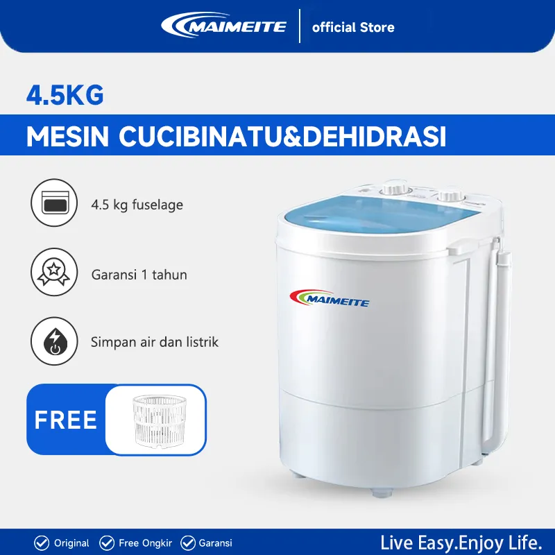 MAIMEITE 4.5KG Mini Mesin Cuci Washing Machine Portable  Mini  Hemet Energi