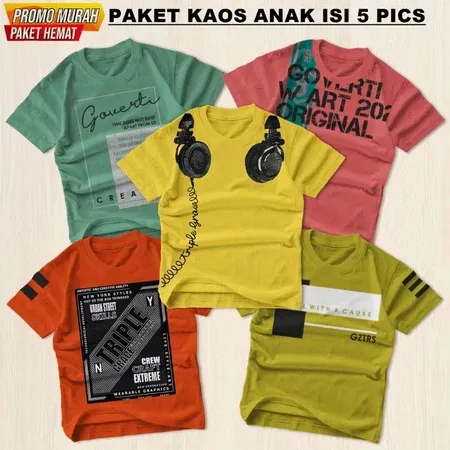5 pcs 100 ribu kaos anak laki-laki 4-15tahun i kaos anak | kaos distro | kaos model terbaru