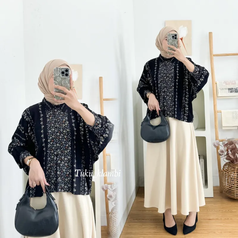 Atasan Wanita Blouse Rayon Batwing Oversize ld 130
