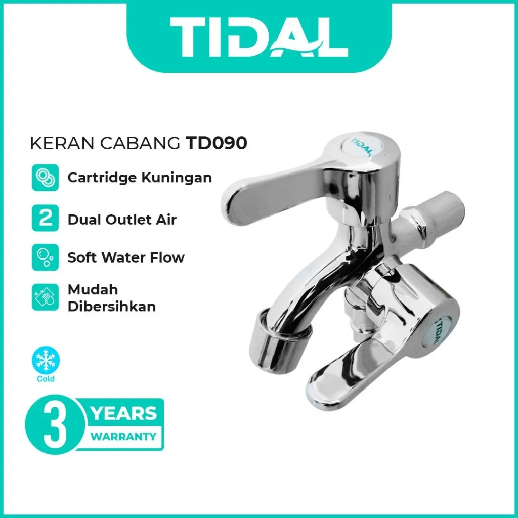 Keran Air Tembok Cabang Mesin Cuci Kuningan Tidal TD090
