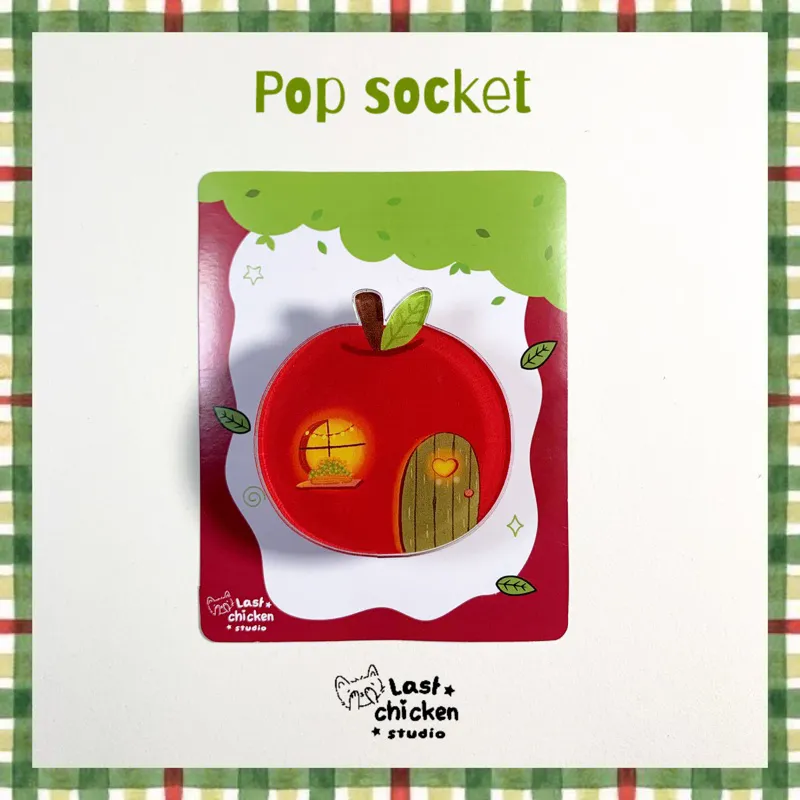 Apple house acrylic pop socket | red apple pop socket | apple house cute pop socket