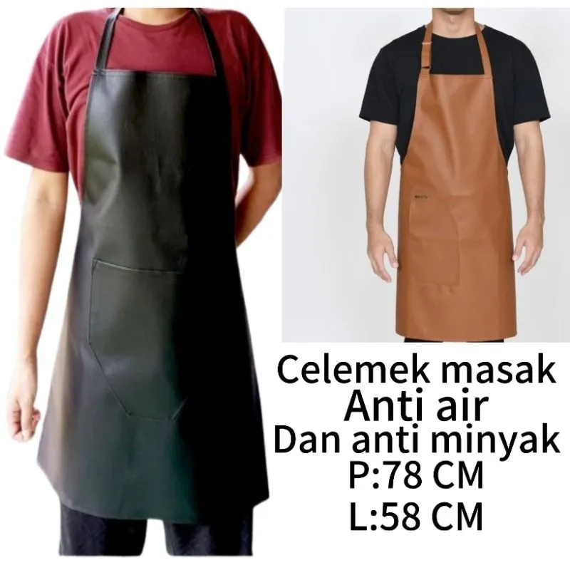 Celemek Oscar Apron bahan kulit sintetis Waterproof Celemek masak dapur chef pelayan cafe/waiters