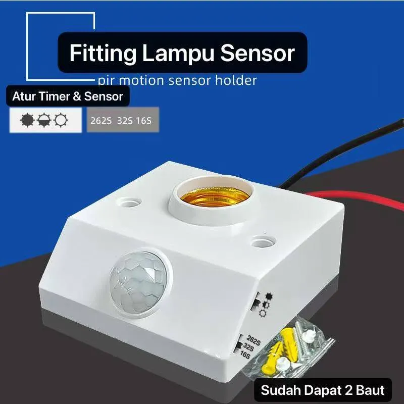 ART-083 Fitting Lampu Sensor Gerak Lampu Bohlam Soket E27 Infrared Motion Sensor Lampo Otomatis Nyala 240V 50W