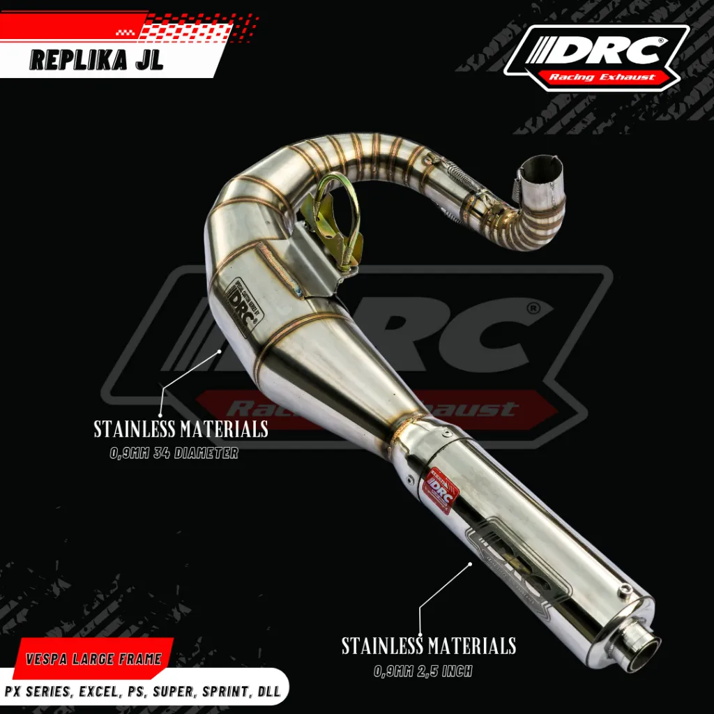 Knalpot Vespa Buang Kiri Replika JL Stainless