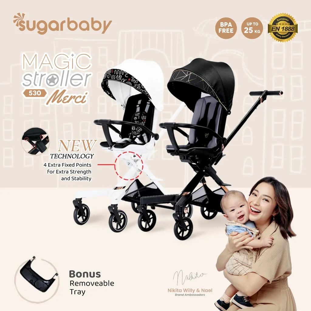 Sugarbaby Magic Stroller 530 Merci Kereta Dorong Bayi/Stroller Modis Modern 2 arah/Stroller Bayi 0-4 tahun