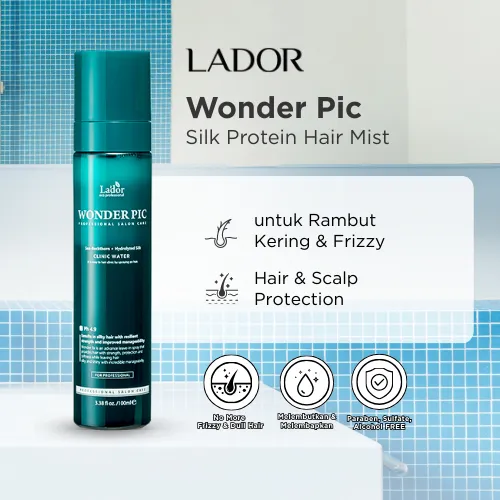 Lador Wonder Pic Clinic Water 100mL | Heat Protection | Hair Mist | Rambut Kering & Frizzy | Tekstur Air