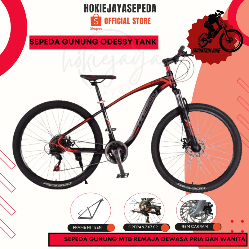 Sepeda Gunung ODESSY SIZE 27,5  21 speed rem disc brake untuk Remaja sampai Dewasa