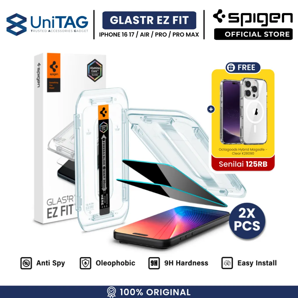 Tempered Glass for iPhone 17 Pro Max Air Spigen GlastR EZ Fit Pro HD with Tray Clear Privacy by UniTAG