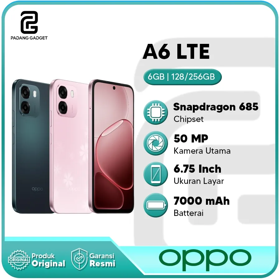 Oppo A6 4G 6+6/128GB | 6+6/256GB Hp Android Smartphone Baru Garansi Resmi