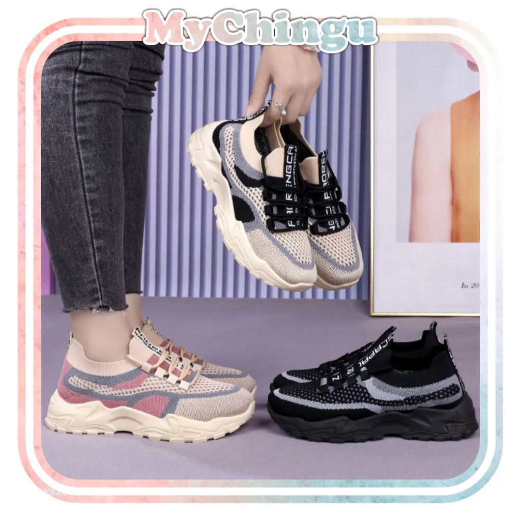 Chingu - SEP035 (Tanpa Kotak) Sepatu Sneakers Wanita Sporty Model Simple Korea Fashion Ada Warna Sepatu Cewek Gym Jogging Casual Sport Olahraga Import COD