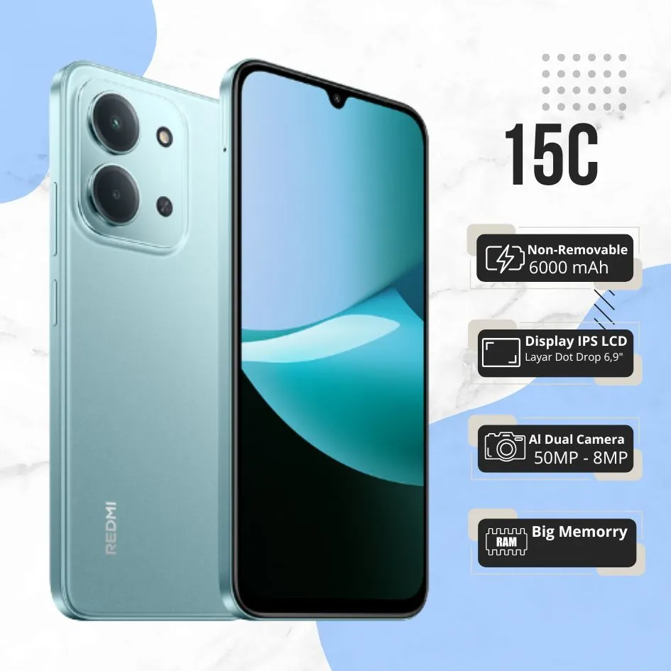 Handphone Redmi 15C NFC  Promo Smartphone  asli ori Android 8+256GB/6+128GB