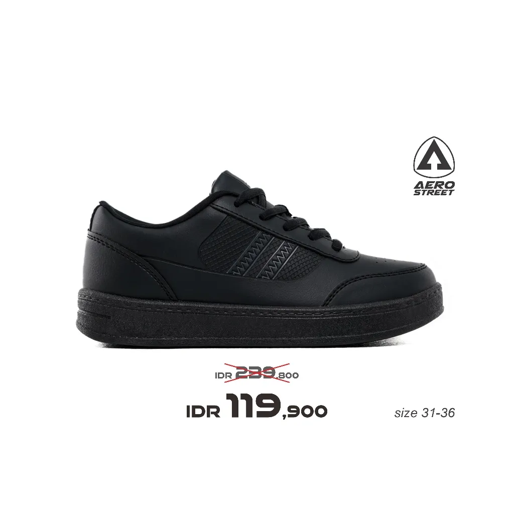 Aerostreet 31-36 Airstrike All Black - Sepatu Sneaker Casual Sekolah