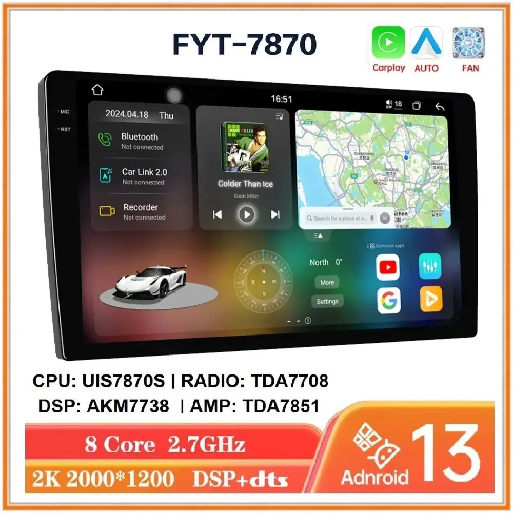 Headunit Android FYT7870 SPECTUM  UIS7870 2,7Ghz OS13, QLED DSP 4G WIFI BT GPS Carplay