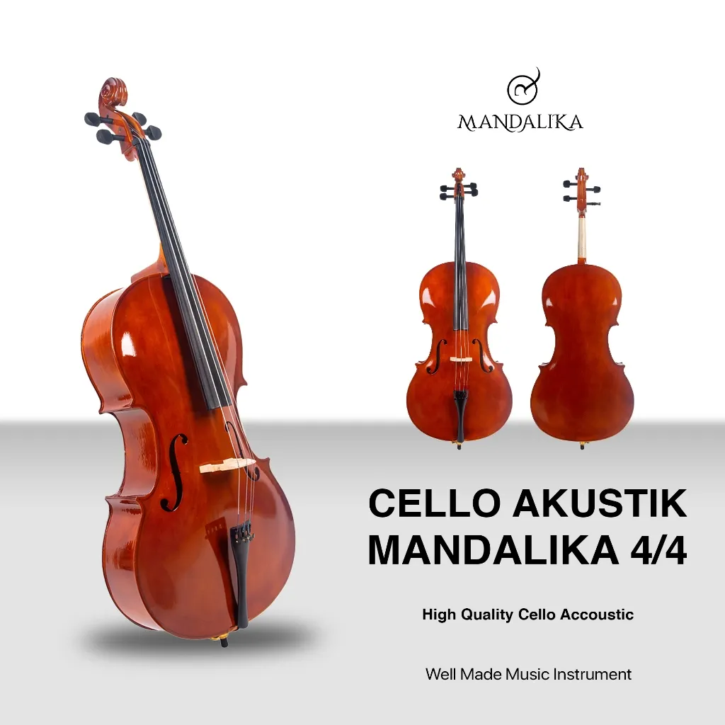 Cello Akustik Mandalika Size 4/4 Biola Besar Bonus Softcase Fullset