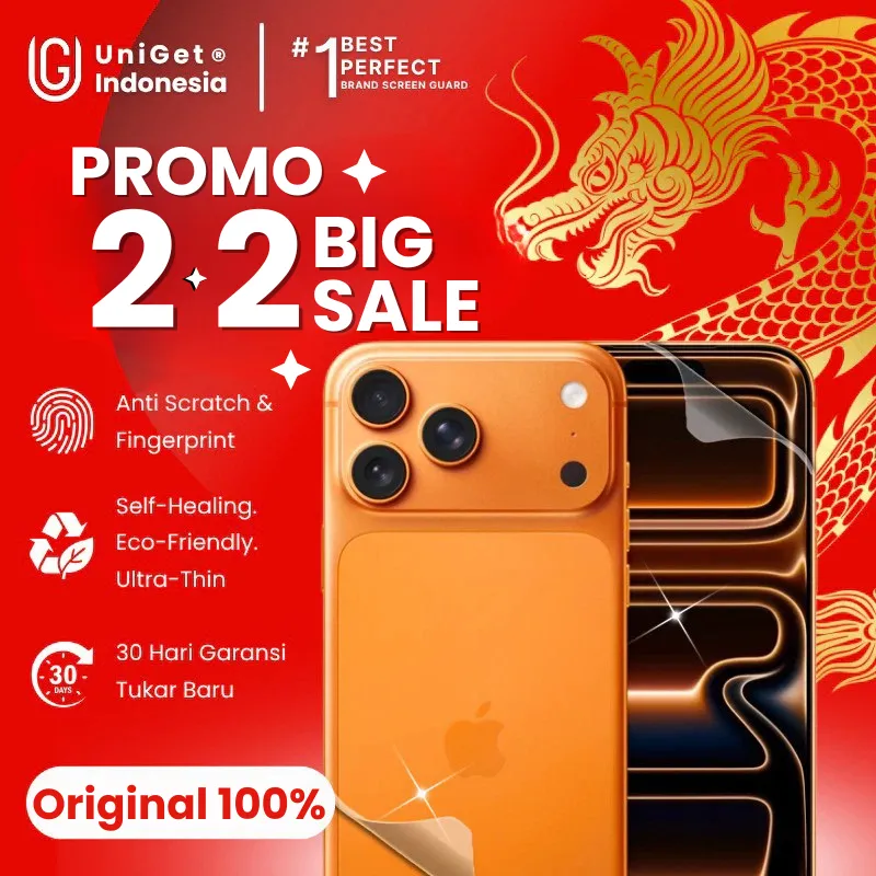 2.2 BIG SALE! UniGet EPU Hydrogel Pelindung Layar & Back Cover Smart Phone 5G Glass Apple iPhone 16 17 Pro Max Samsung Galaxy A S M Xiaomi Mi Redmi Note Huawei Honor Oppo Reno Vivo V Techno Pova Infinix ASUS ROG Nubia Motorola