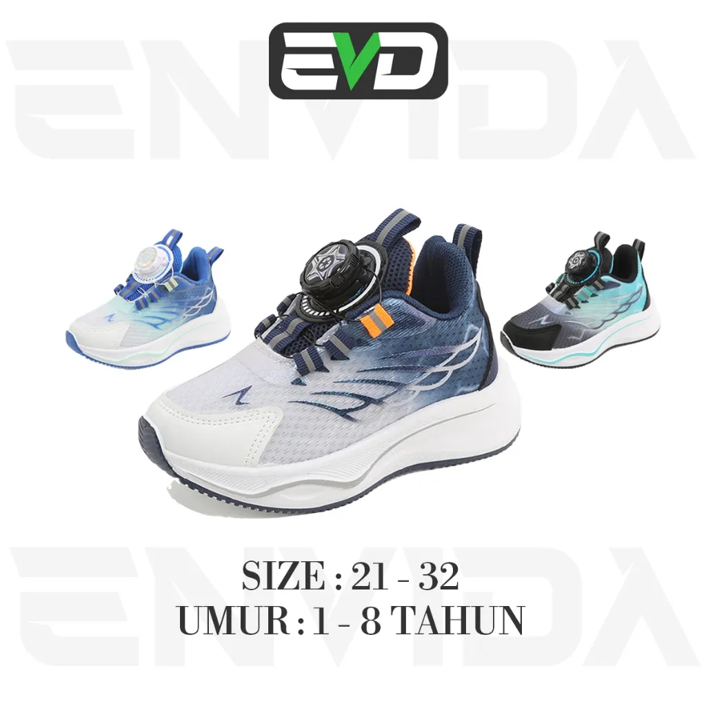 EVID - Sepatu Sneaker Anak Laki-laki Model Spinlock Putar Premium Tipe SONIX