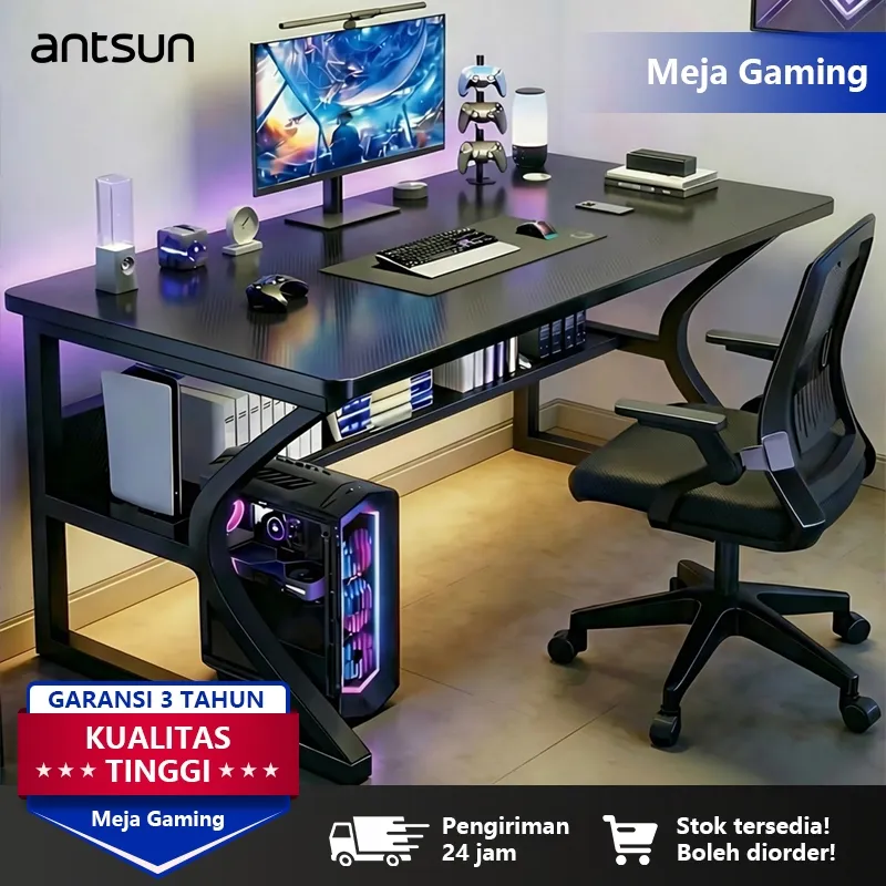 antsun-Pola Fiber Karbon Meja Gaming Meja Komputer Minimalis Meja Gaming Meja Kantor  Meja Belajar