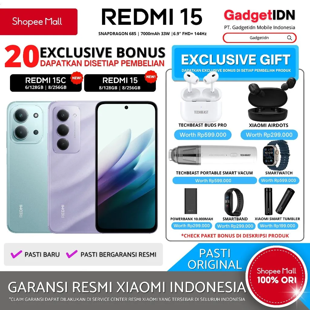 Xiaomi Redmi 15 NFC 8/256GB Garansi Resmi Xiaomi