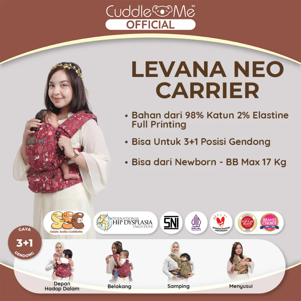 Gendongan Bayi -  CUDDLEME Levana Neo Carrier Gendongan Kanguru SSC M Shape Adjustable
