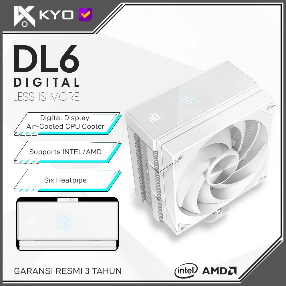 KYO ThermalEase DL6 Digital CPU Air Cooler 6 Heatpipe Single tower With Smart Digital