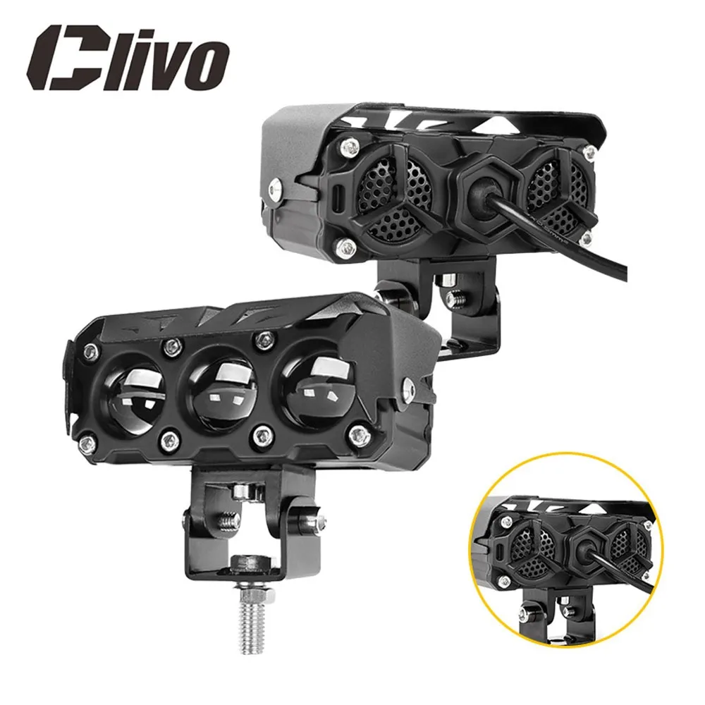 Clivo - 150W Lampu Tembak Laser Sql 3 Mata Dilengkapi Dengan Kipas Angin Putih Kuning / High Low Waterproof