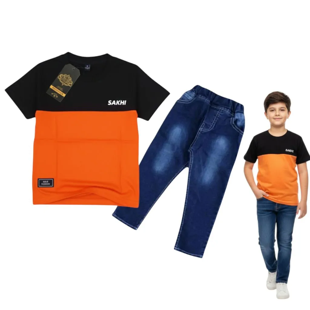 setelan anak laki laki untuk anak usia 1-12 tahun baju kaos dan celana jeans olnevy