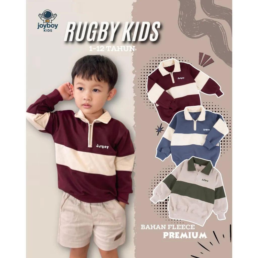 Sweater Baju Anak Laki laki 1 - 12 tahun | Jaket Rugby Kids | Hoodie Anak Lembut